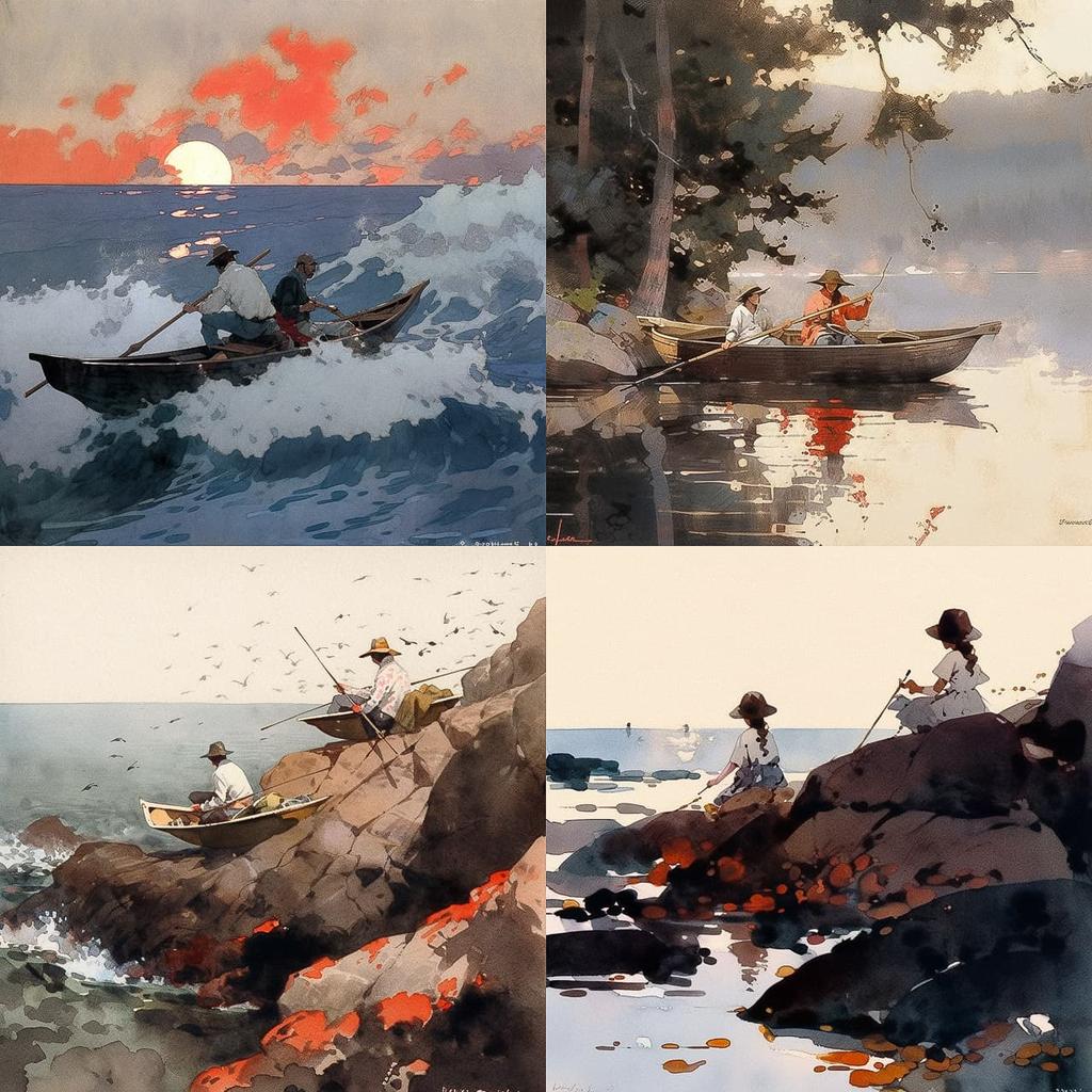 Winslow Homer style, Midjourney Niji 5, render 1 of 4