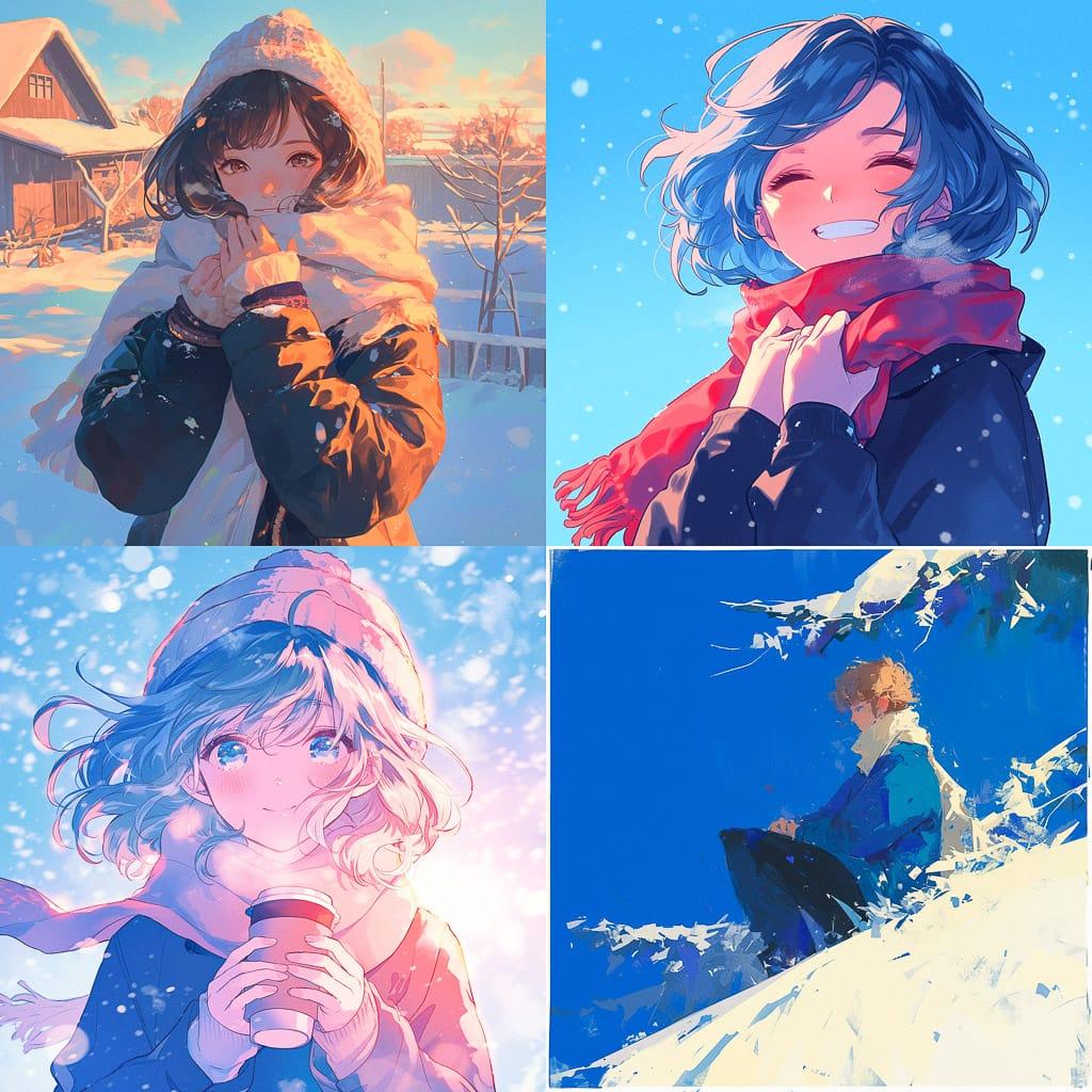 Winter style, Midjourney Niji 6, render 1 of 4