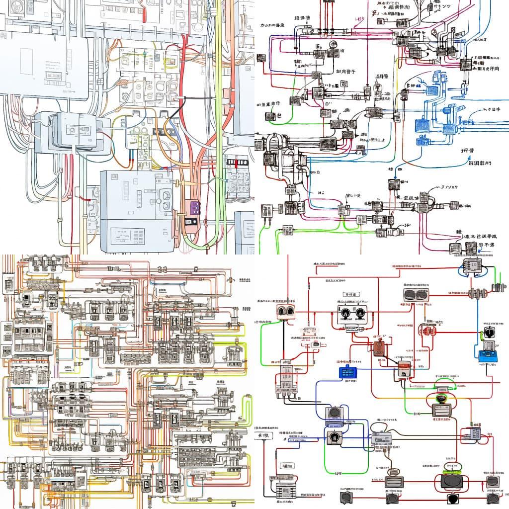Wiring diagrams style, Midjourney Niji 5, render 1 of 4
