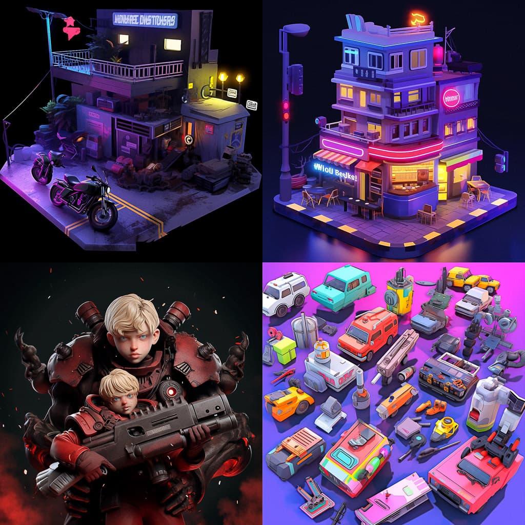 Wolfenstein 3D style, Midjourney Niji 5, render 1 of 4