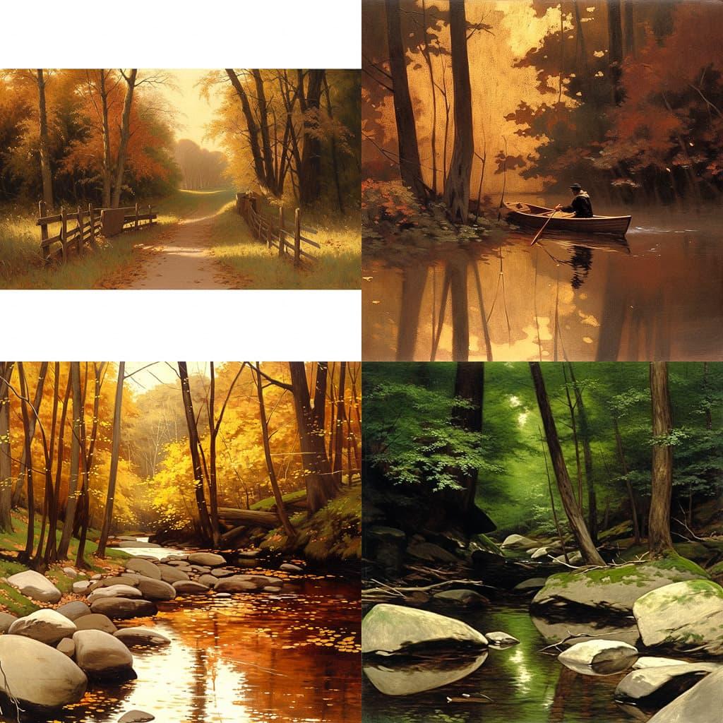 Worthington Whittredge style, Midjourney Niji 4, render 1 of 4