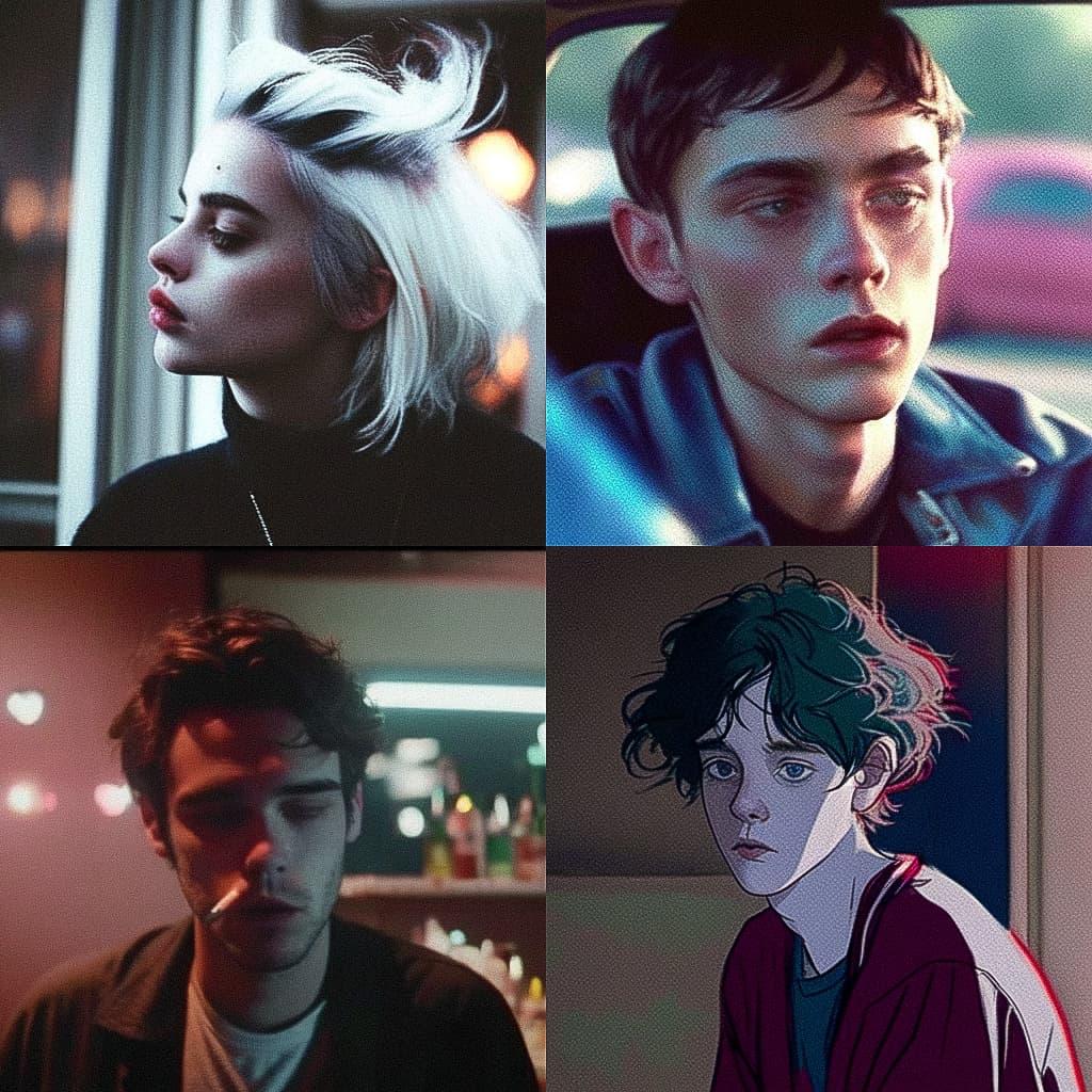 Xavier Dolan style, Midjourney Niji 4, render 1 of 4