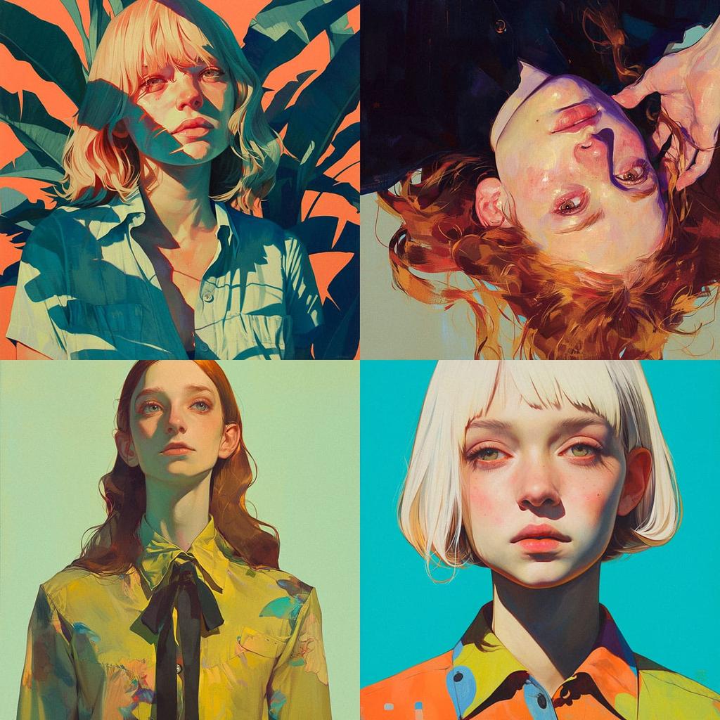 Xenia Hausner style, Midjourney Niji 6, render 1 of 4