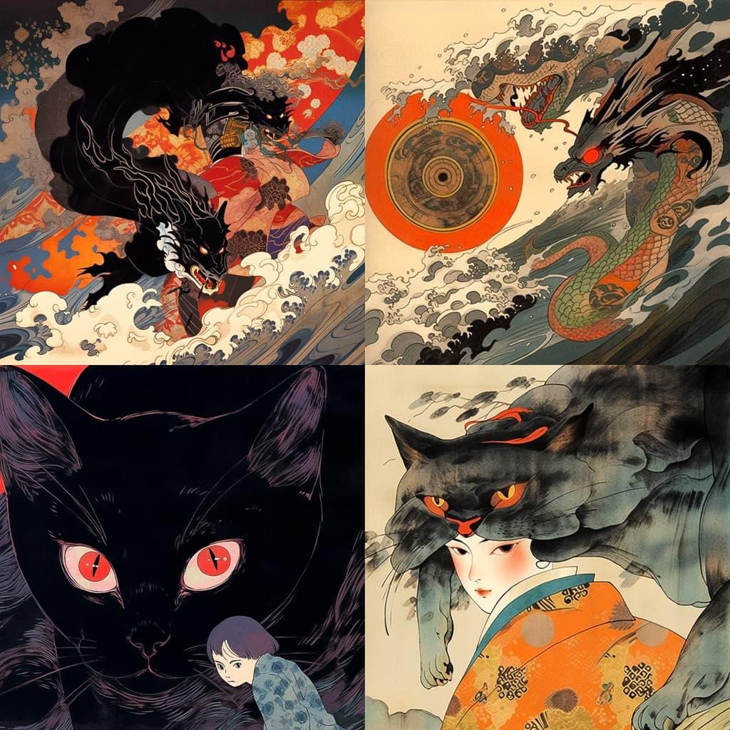 Yasuo Kuniyoshi style, Midjourney Niji 5, render 1 of 4