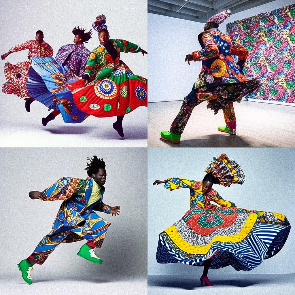 Yinka Shonibare style, Midjourney Niji 4, render 1 of 4