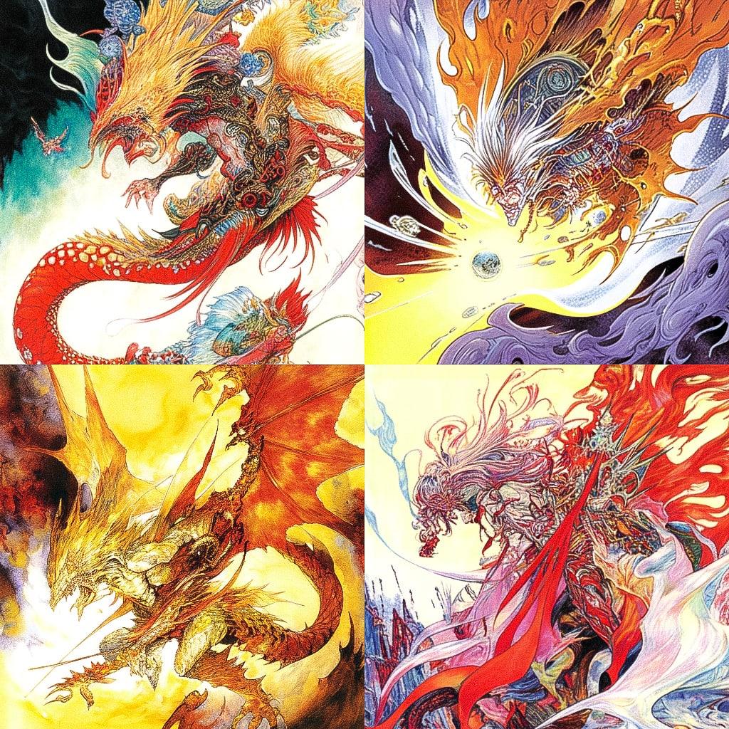 Yoshitaka Amano style, Midjourney Niji 4, render 1 of 4