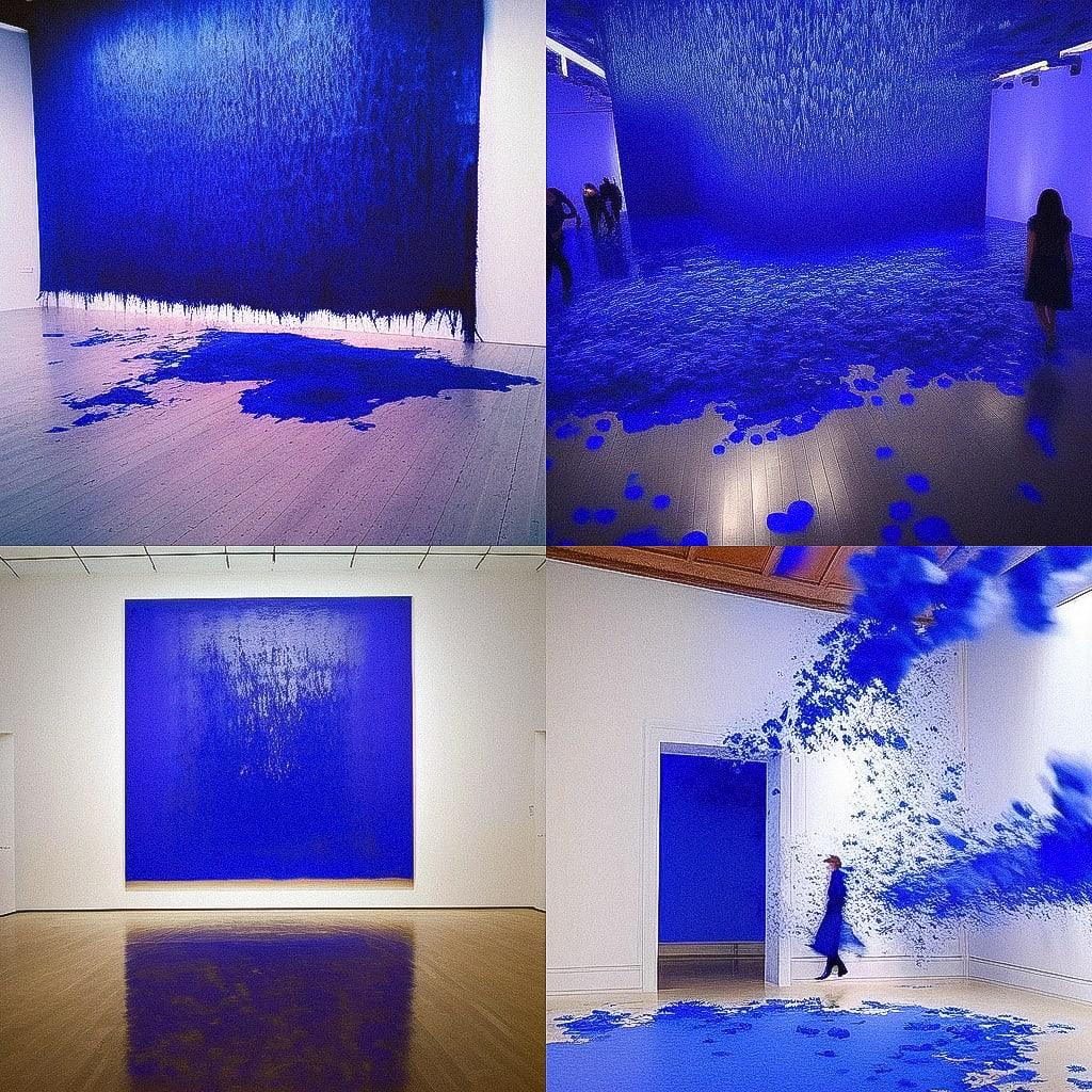 Yves Klein style, Midjourney Niji 4, render 1 of 4