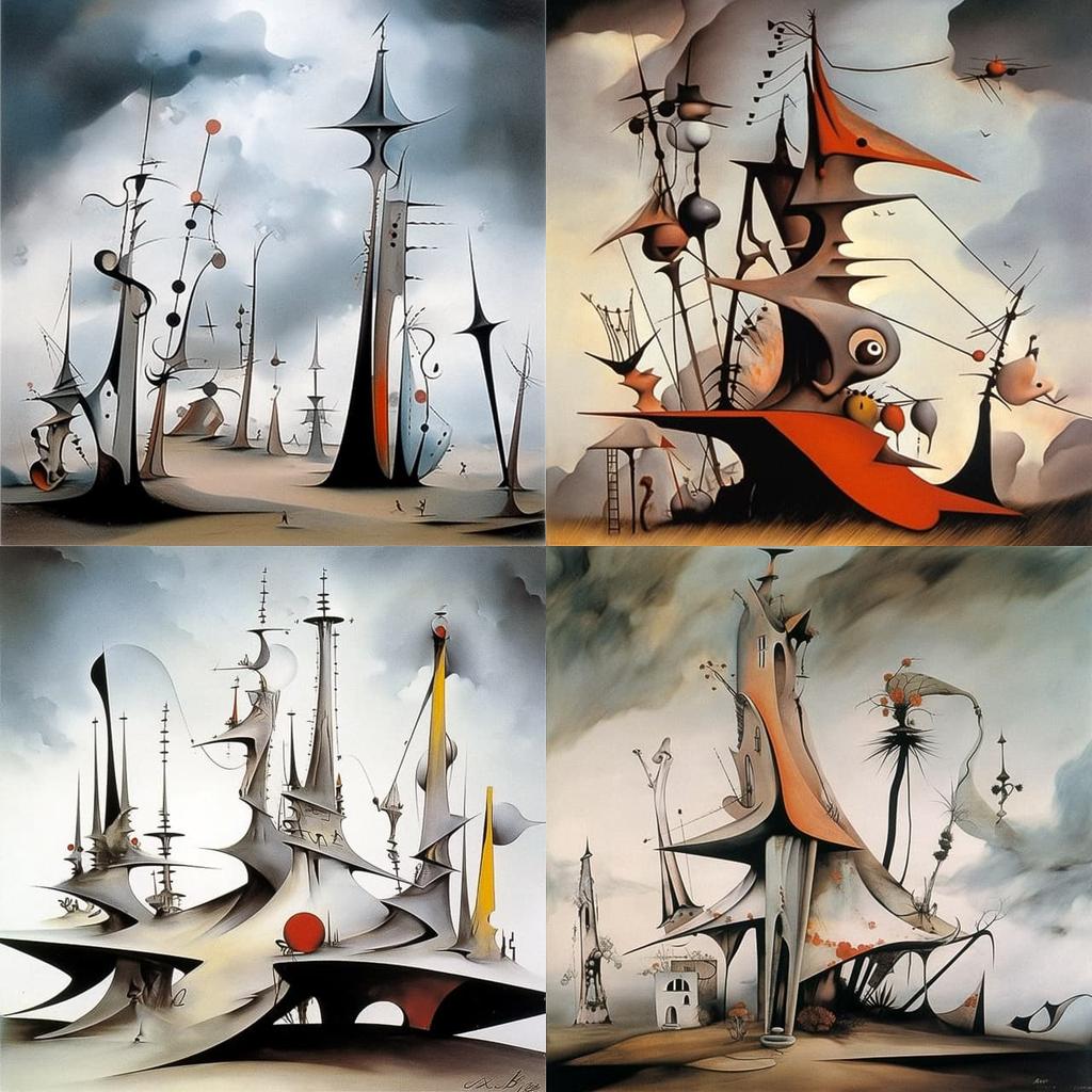 Yves Tanguy style, Midjourney Niji 5, render 1 of 4