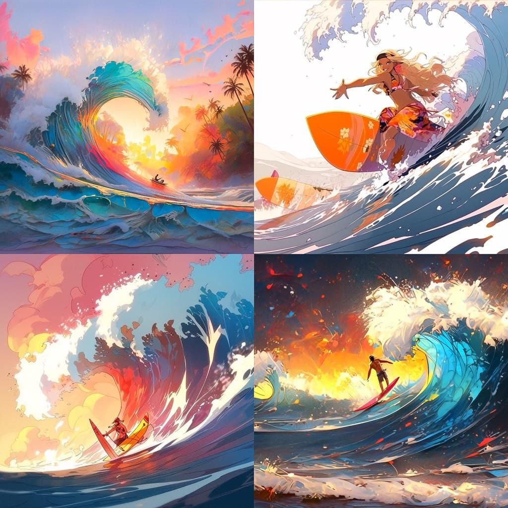 Zak Noyle style, Midjourney Niji 5, render 1 of 4
