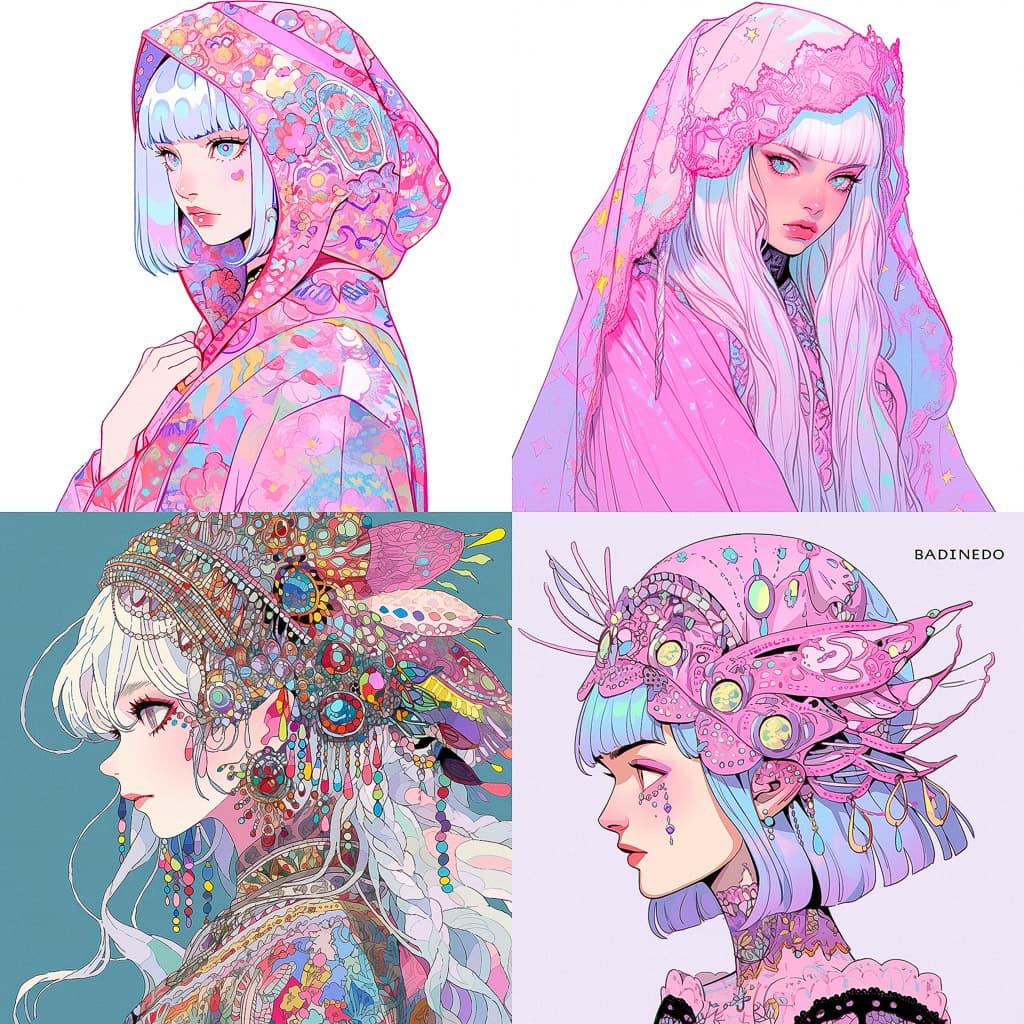 Zandra Rhodes style, Midjourney Niji 5, render 1 of 4