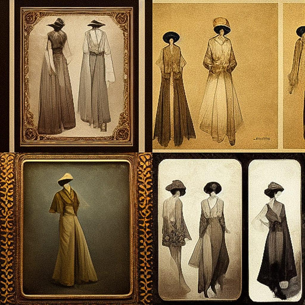 1910s fashion style, Midjourney V3, render 1 of 4