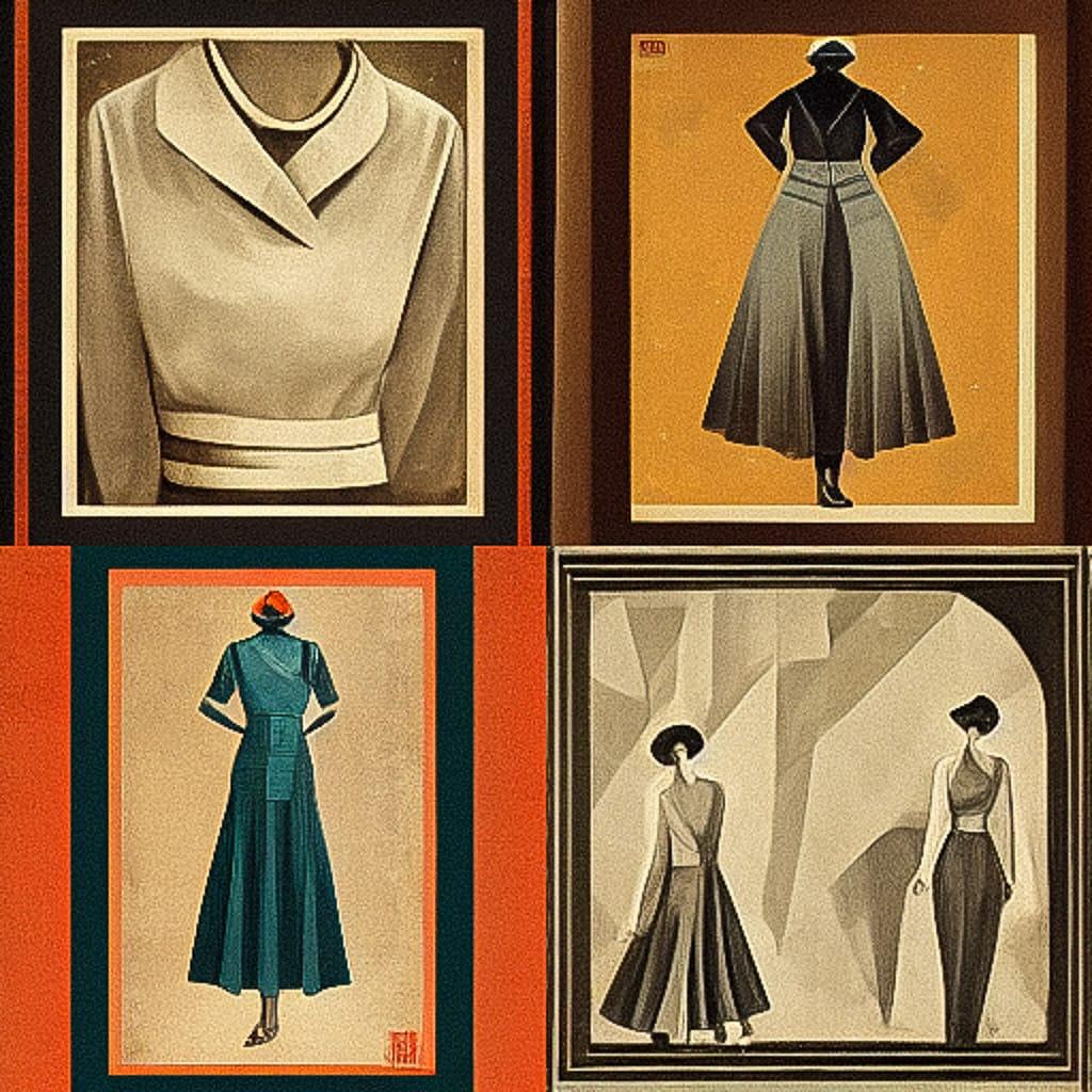 1930s fashion style, Midjourney V3, render 1 of 4