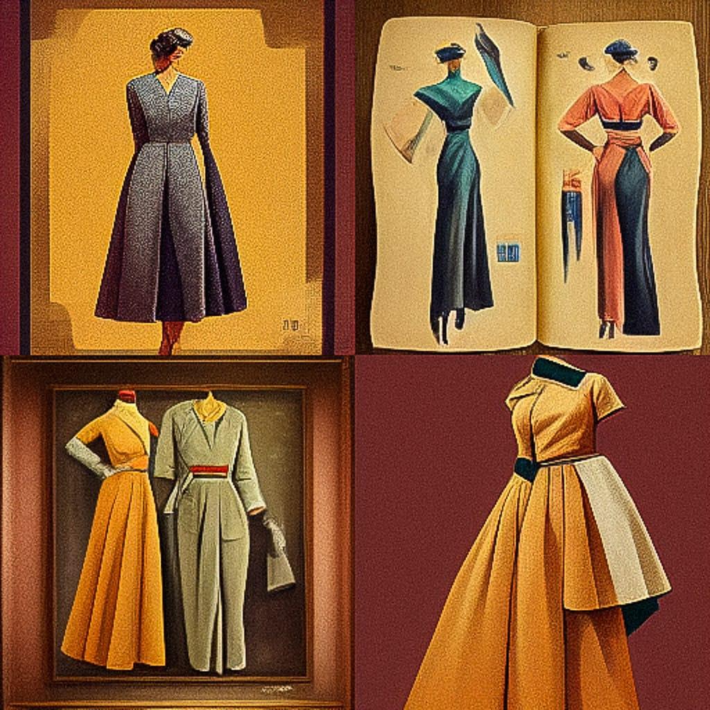 1940s fashion style, Midjourney V3, render 1 of 4