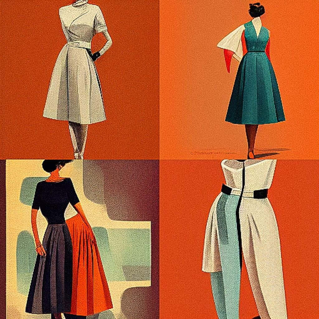 1950s fashion style, Midjourney V3, render 1 of 4