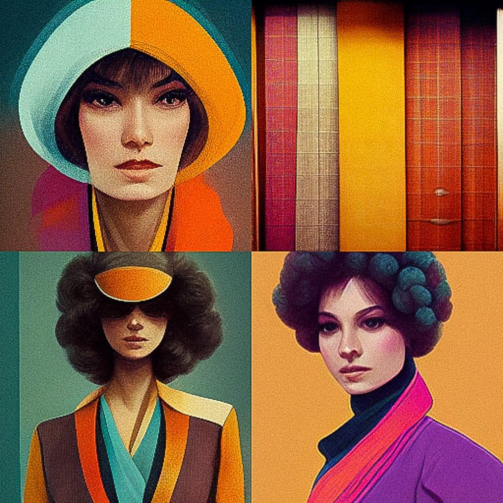 1970s fashion style, Midjourney V3, render 1 of 4
