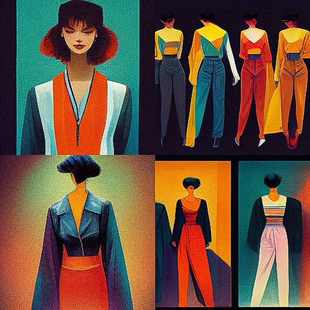 1990s fashion style, Midjourney V3, render 1 of 4