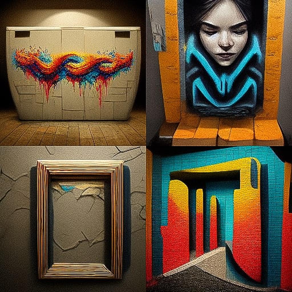 3D graffiti style, Midjourney V3, render 1 of 4
