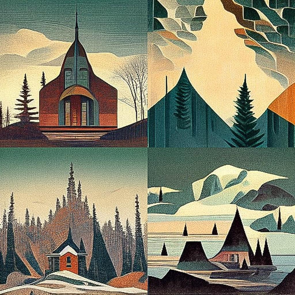 A. J. Casson style, Midjourney V3, render 1 of 4