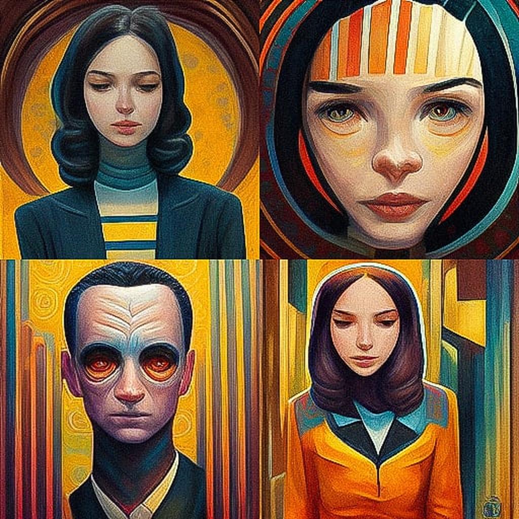 Aaron Jasinski style, Midjourney V3, render 1 of 4