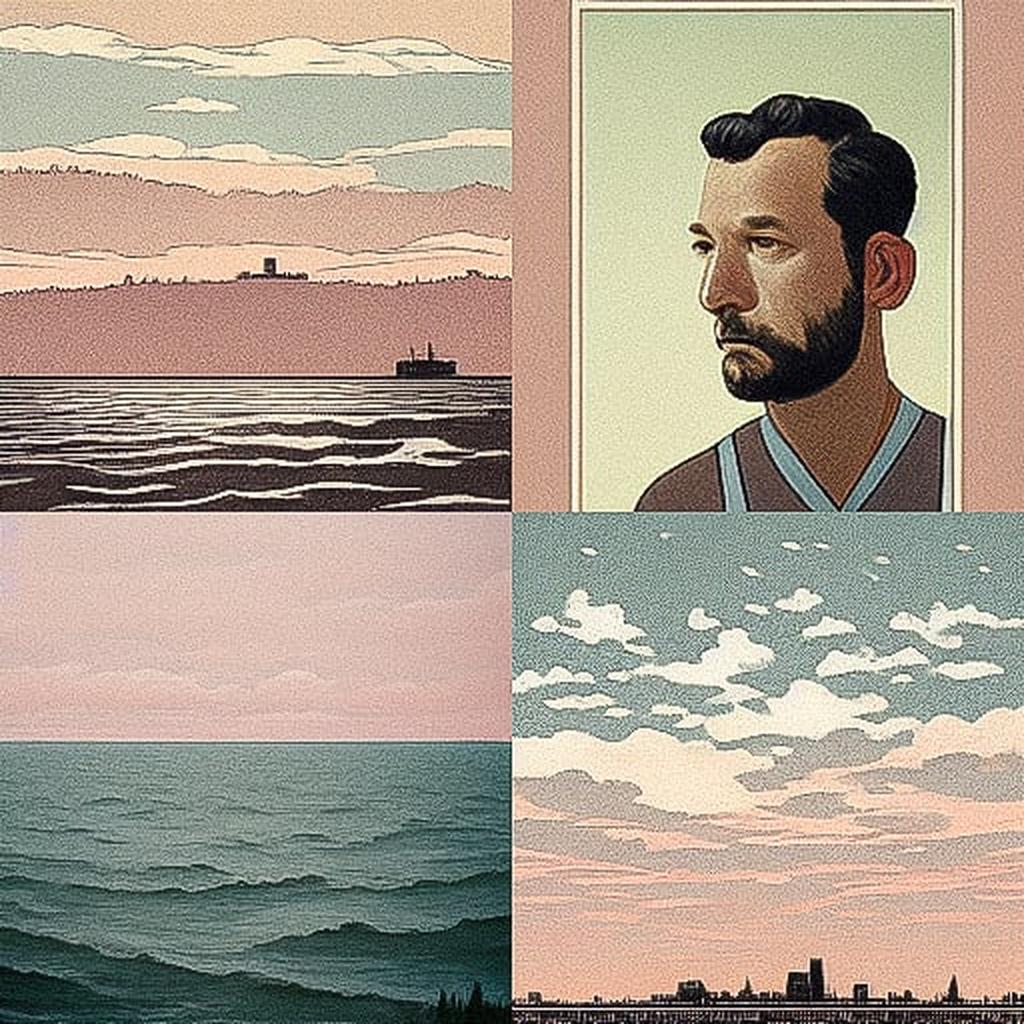 Adrian Tomine style, Midjourney V3, render 1 of 4