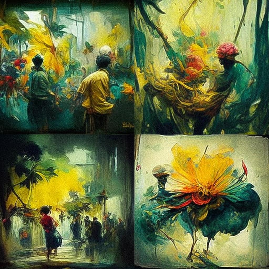 Affandi style, Midjourney V3, render 1 of 4