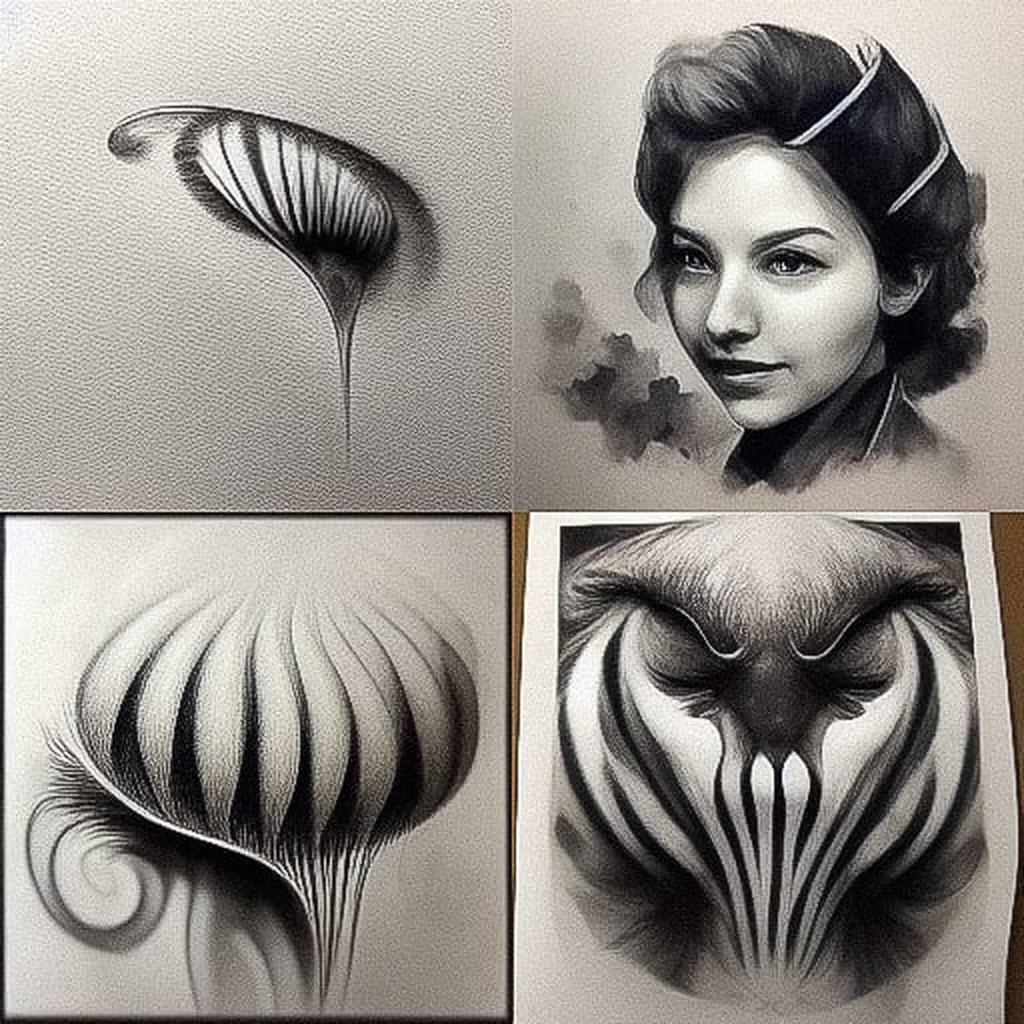 Airbrush drawing style, Midjourney V3, render 1 of 4