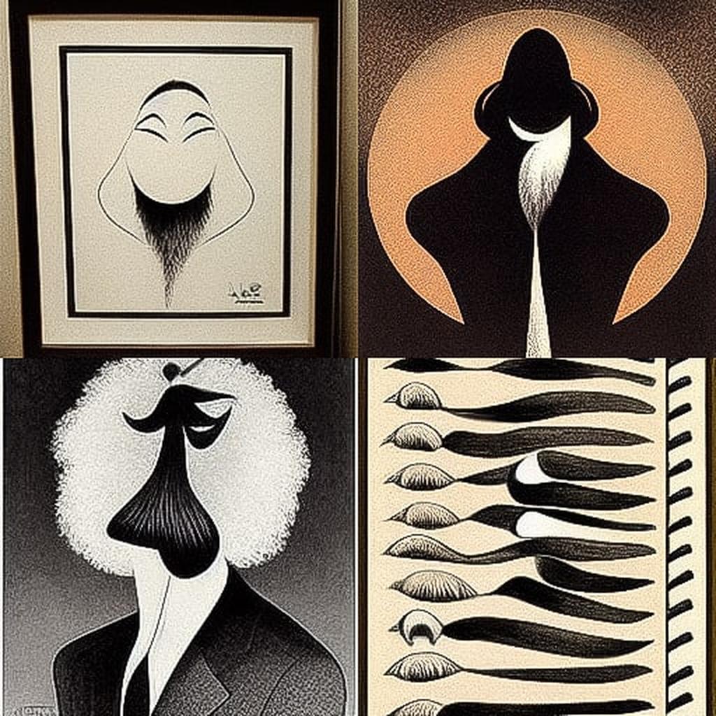 Al Hirschfeld style, Midjourney V3, render 1 of 4