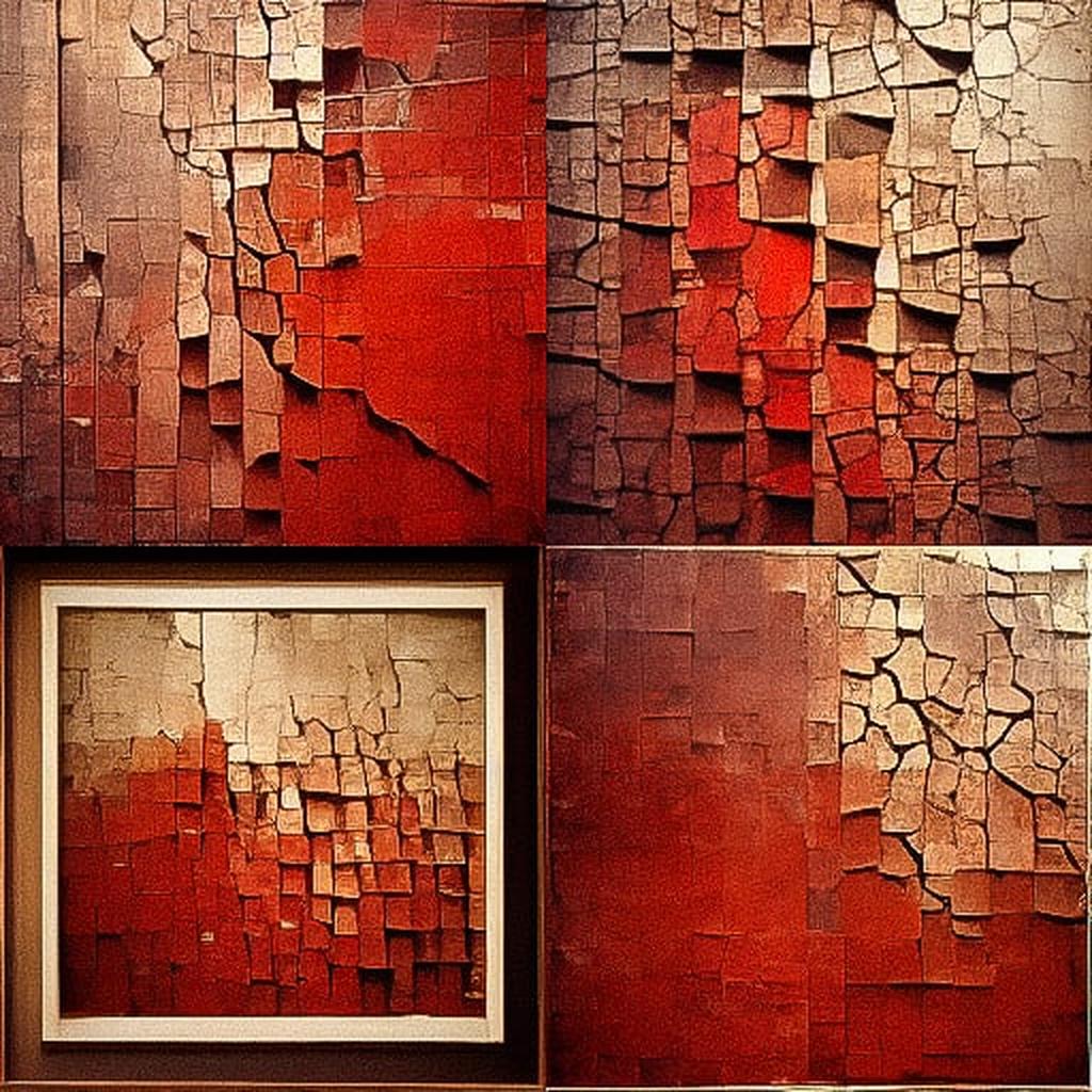 Alberto Burri style, Midjourney V3, render 1 of 4