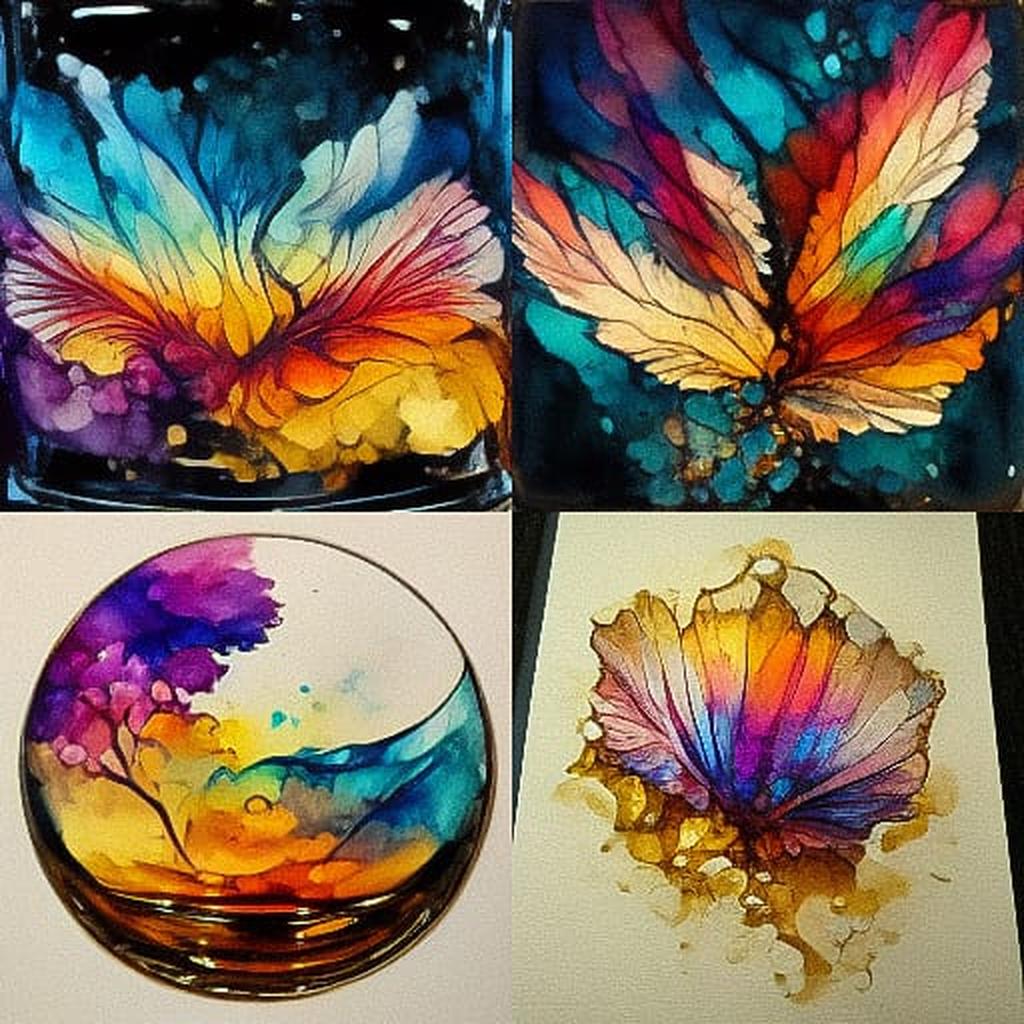 Alcohol ink style, Midjourney V3, render 1 of 4