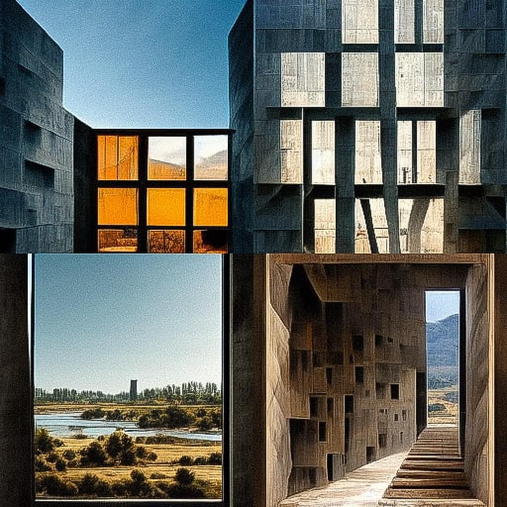Alejandro Aravena style, Midjourney V3, render 1 of 4