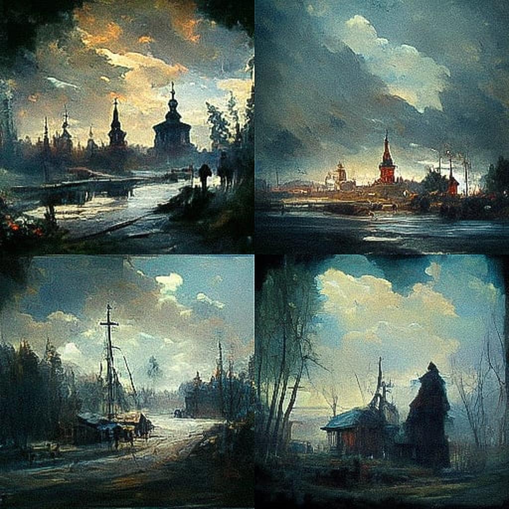 Aleksey Savrasov style, Midjourney V3, render 1 of 4