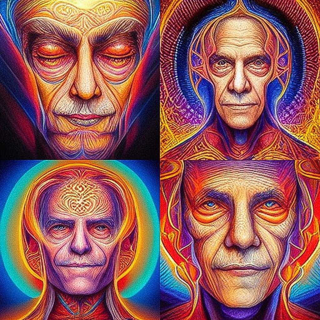 Alex Grey style, Midjourney V3, render 1 of 4