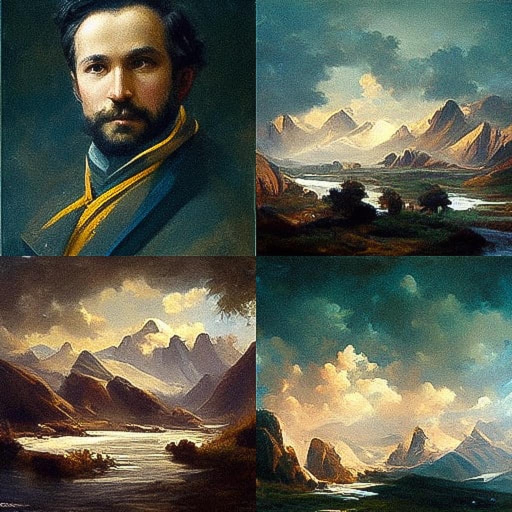 Alexandre Calame style, Midjourney V3, render 1 of 4