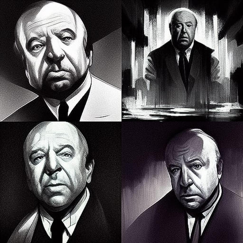Alfred Hitchcock style, Midjourney V3, render 1 of 4