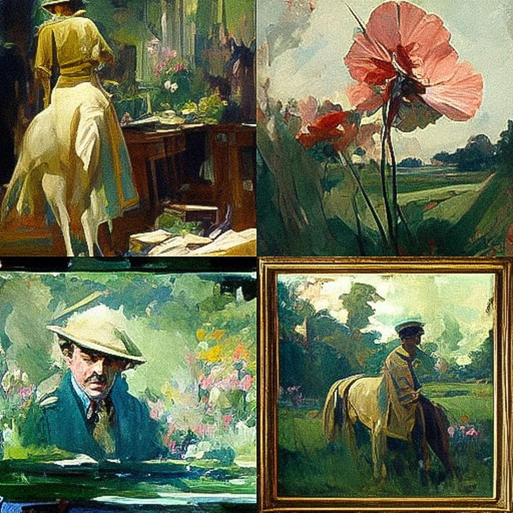 Alfred Munnings style, Midjourney V3, render 1 of 4
