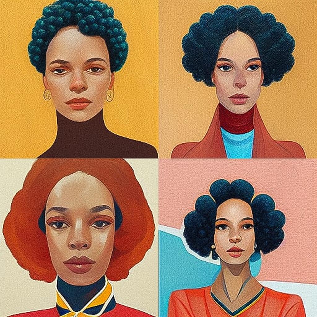 Amy Sherald style, Midjourney V3, render 1 of 4
