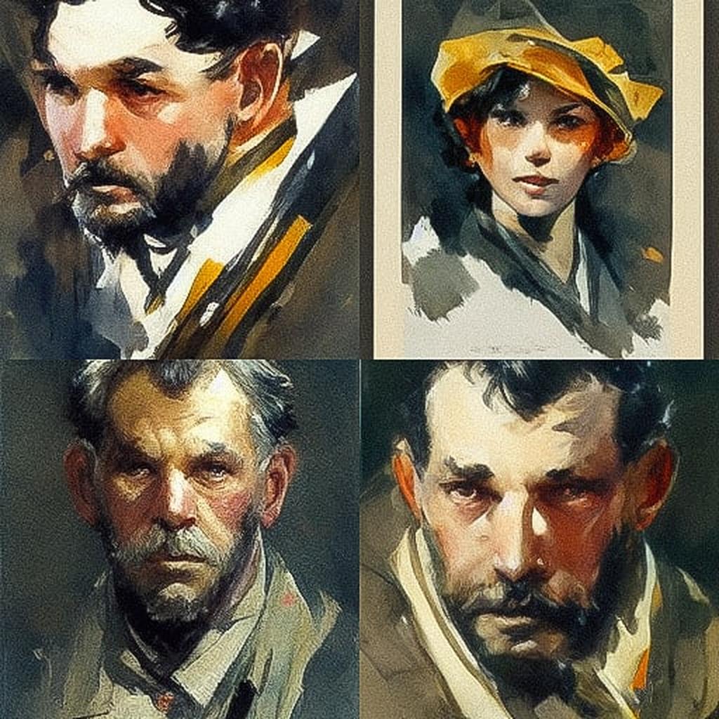 Anders Zorn style, Midjourney V3, render 1 of 4