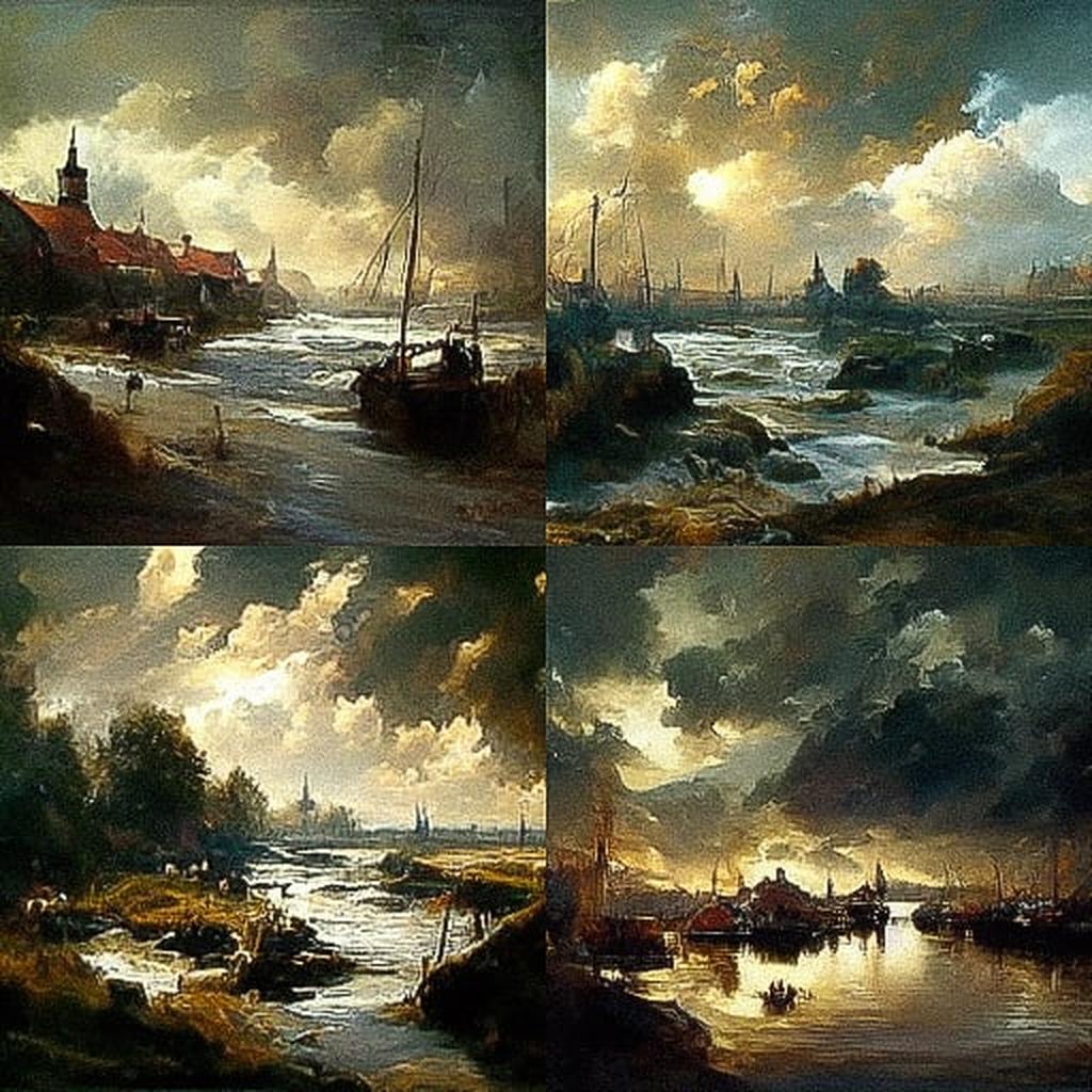 Andreas Achenbach style, Midjourney V3, render 1 of 4