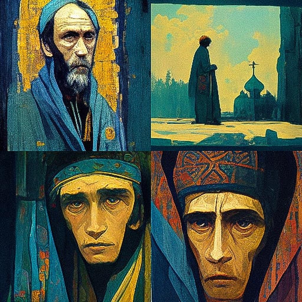 Andrei Rublev style, Midjourney V3, render 1 of 4