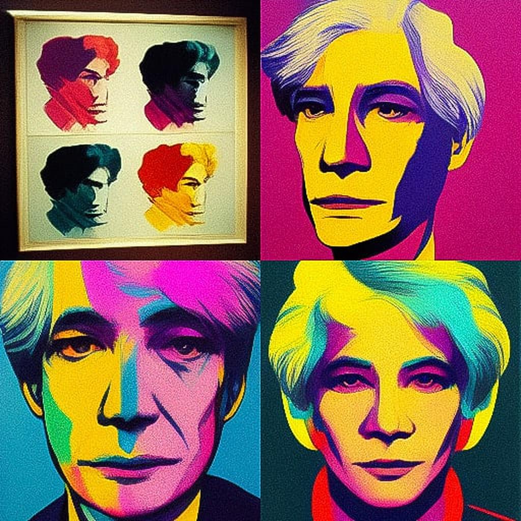 Andy Warhol style, Midjourney V3, render 1 of 4