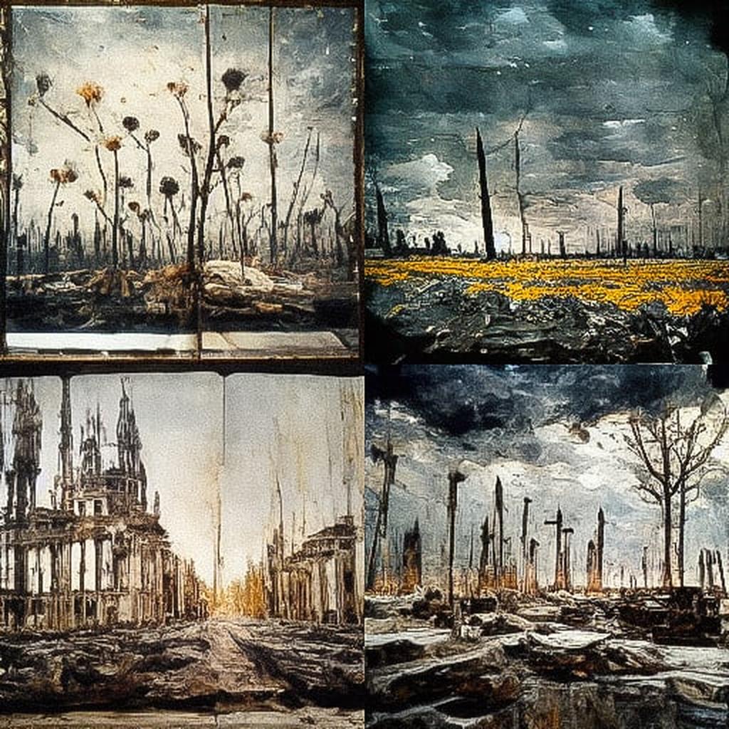 Anselm Kiefer style, Midjourney V3, render 1 of 4
