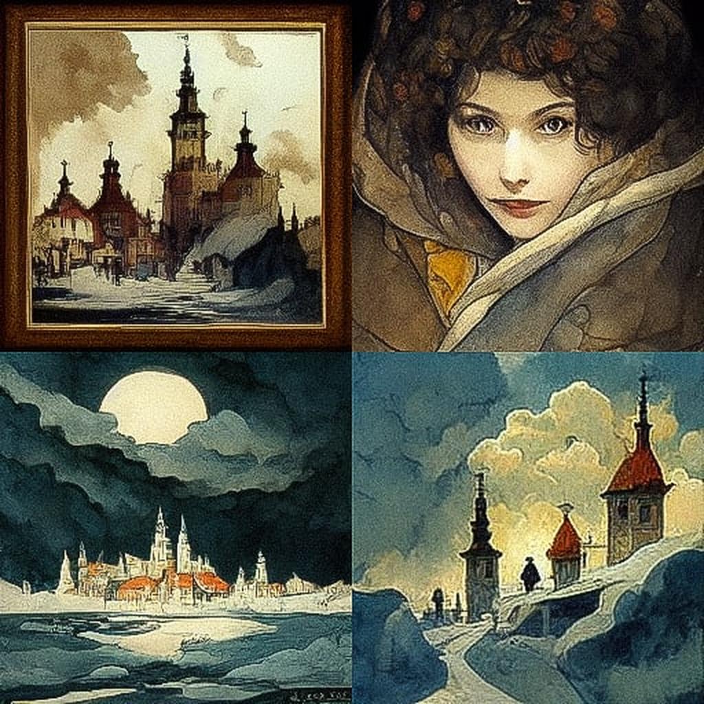 Anton Pieck style, Midjourney V3, render 1 of 4
