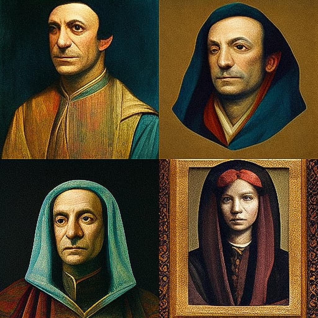 Antonello da Messina style, Midjourney V3, render 1 of 4