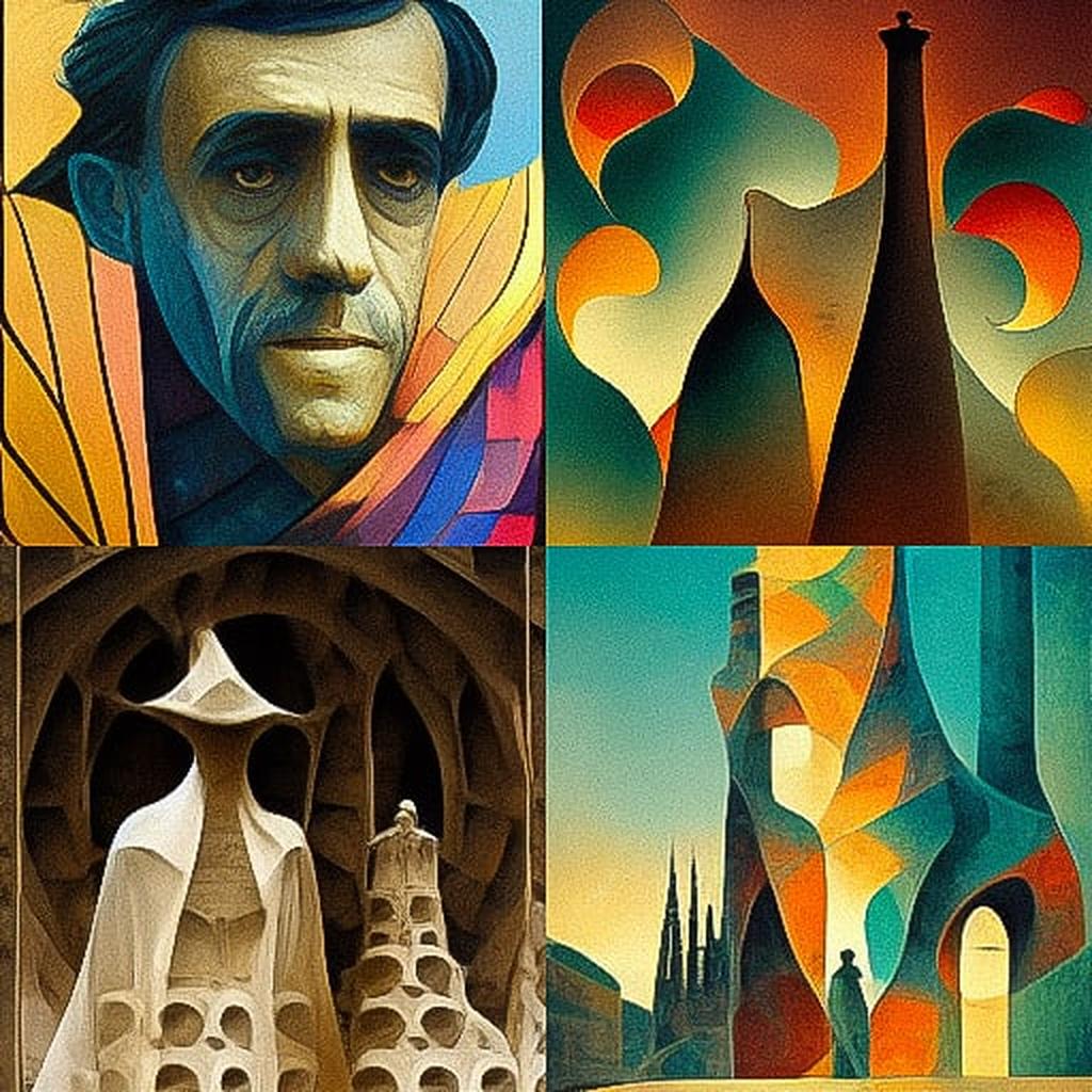 Antoni Gaudi style, Midjourney V3, render 1 of 4