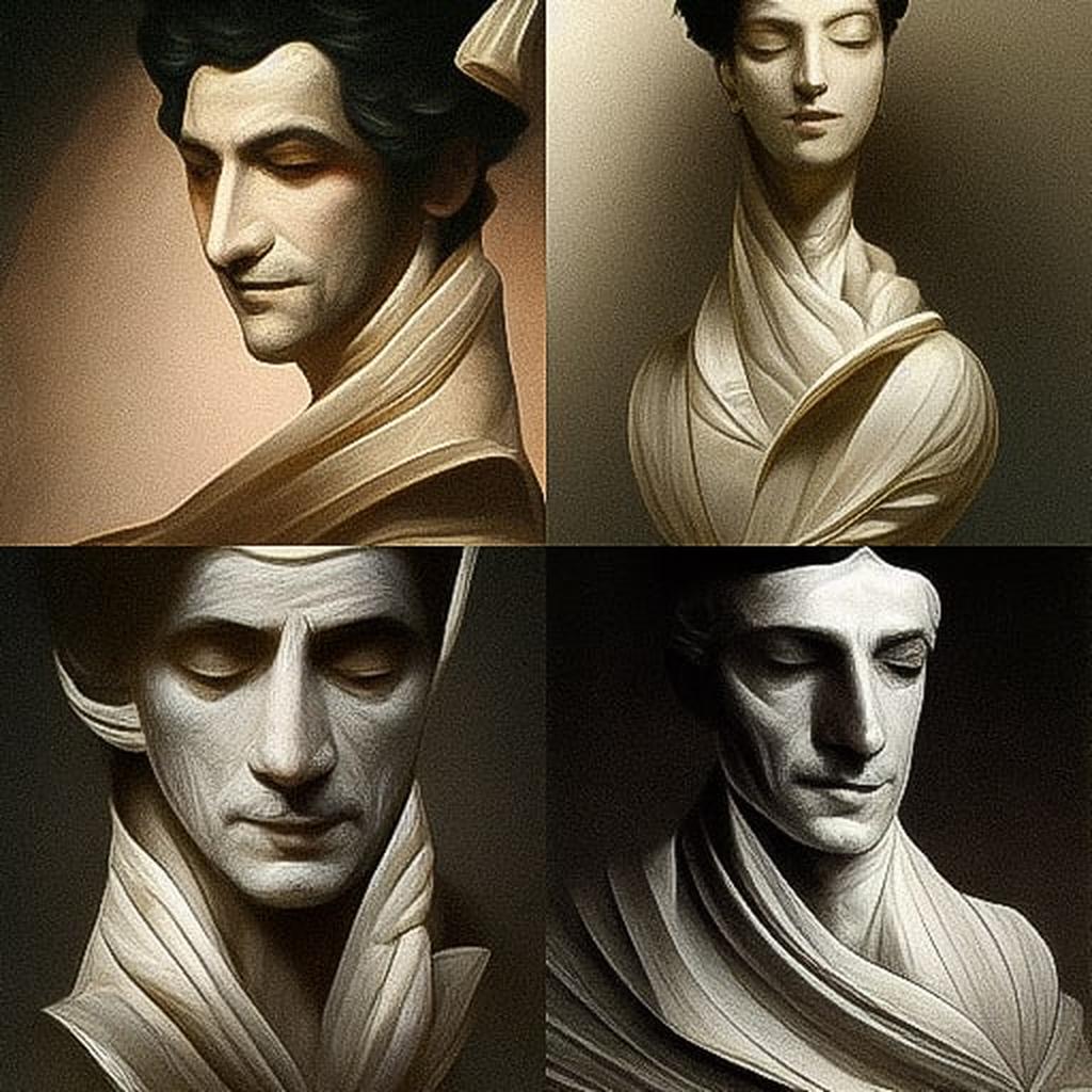 Antonio Canova style, Midjourney V3, render 1 of 4