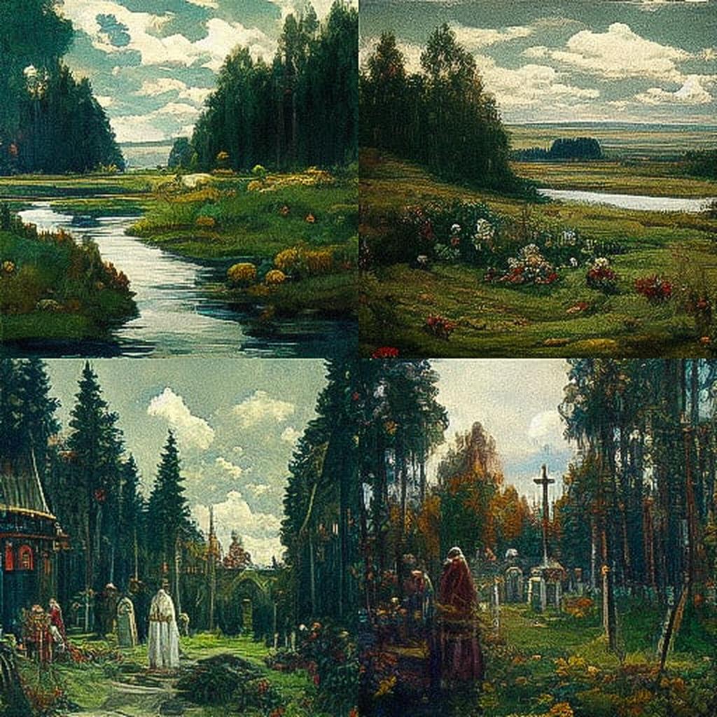 Apollinary Vasnetsov style, Midjourney V3, render 1 of 4
