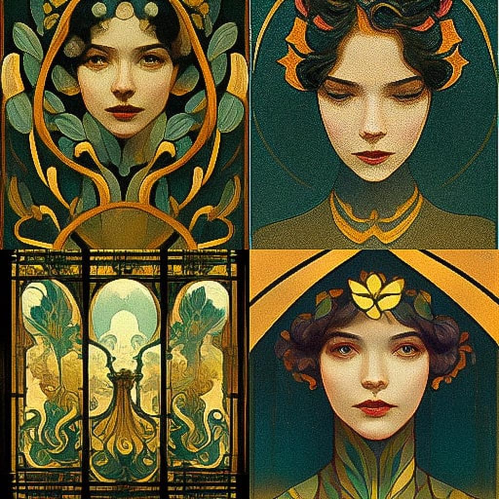 Art Nouveau style, Midjourney V3, render 1 of 4