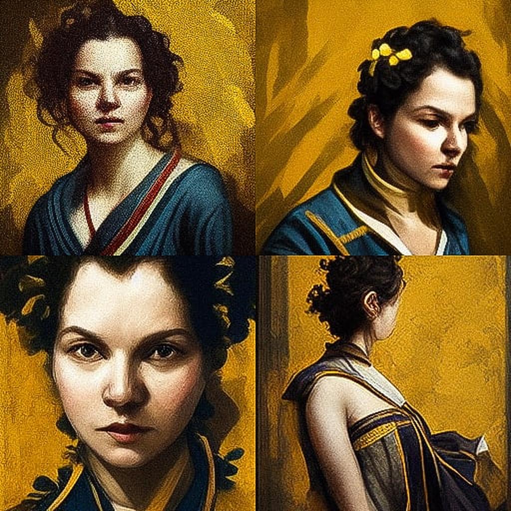 Artemisia Gentileschi style, Midjourney V3, render 1 of 4