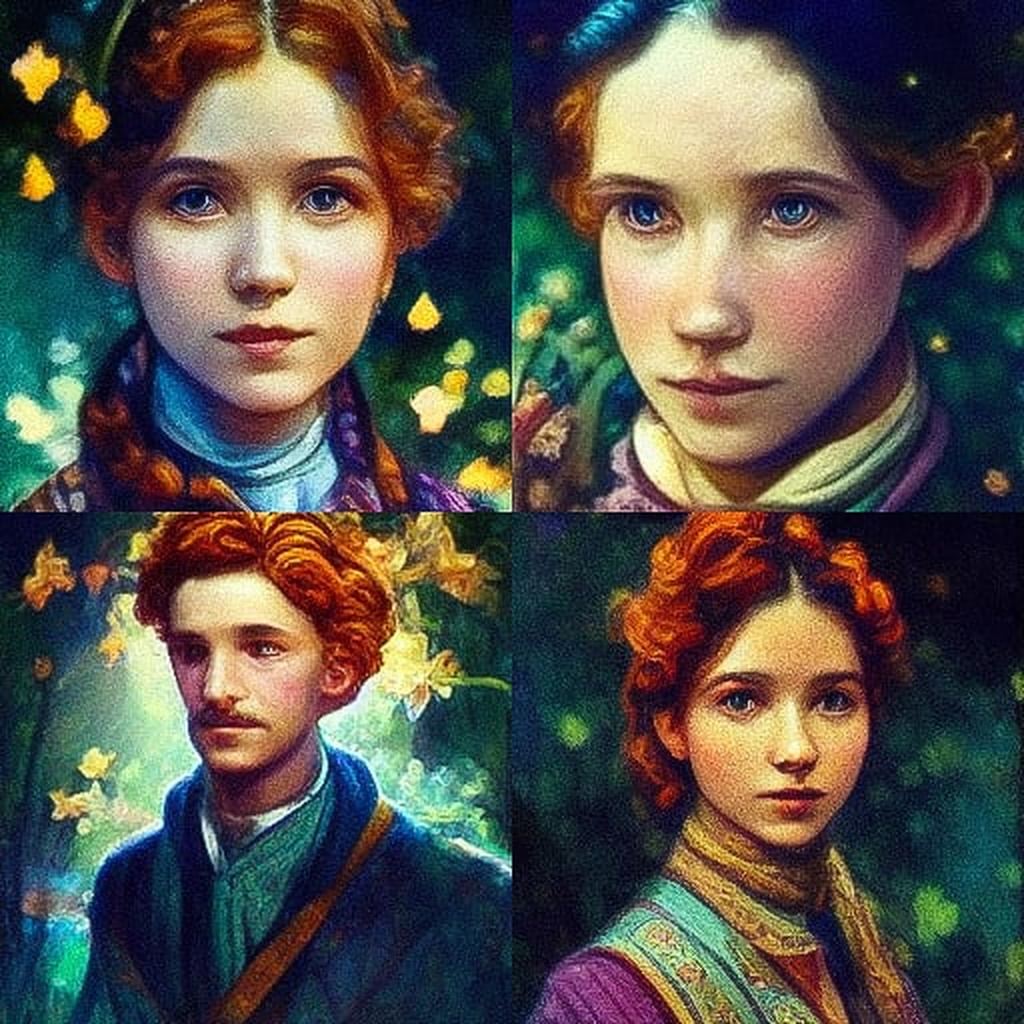 Arthur Hughes style, Midjourney V3, render 1 of 4
