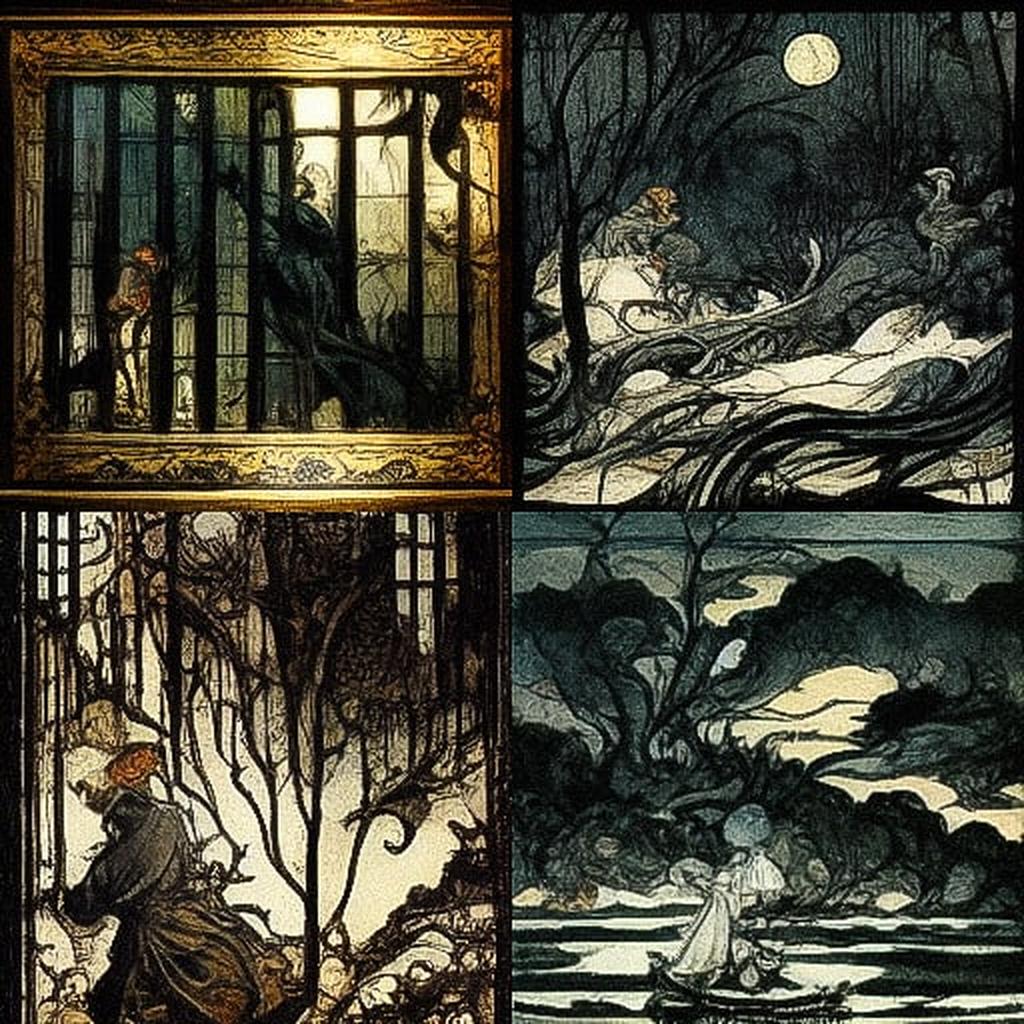 Arthur Rackham style, Midjourney V3, render 1 of 4